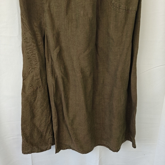 VTG FLAX by Jeanne Engelhart Linen Maxi Slit Skirt Ruddy Brown Medium - Picture 2 of 9